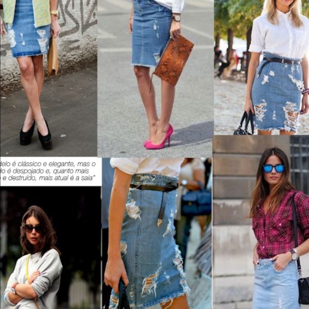 Trend alert! Distressed denim skirt